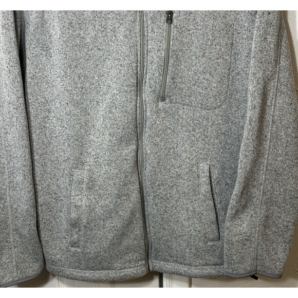 St John's Bay Sweater Jacket Men's XXL Gray Full  Zip Up Chest Pocket Draw Cord - Picture 6 of 14